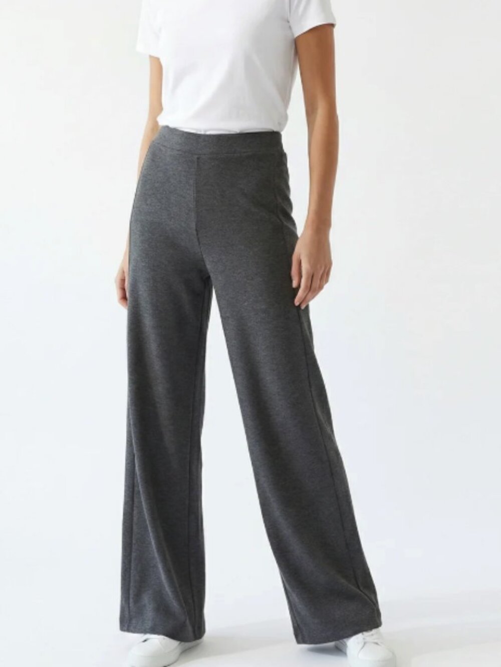 Zara Grey Knit Wide-Leg Pants – Size S